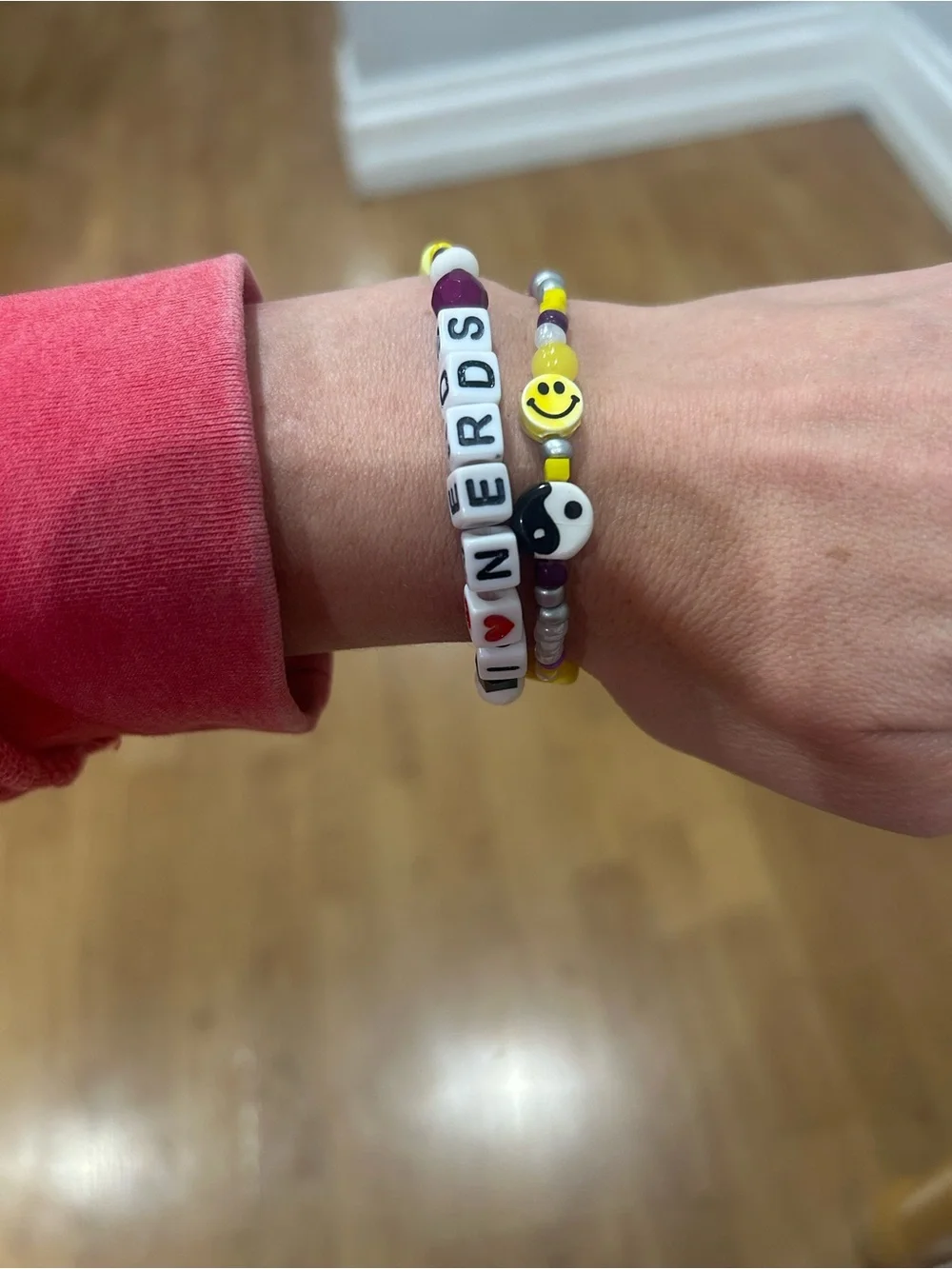 Kids/Women Beaded Bracelets - Yellow, Purple, Black Accent